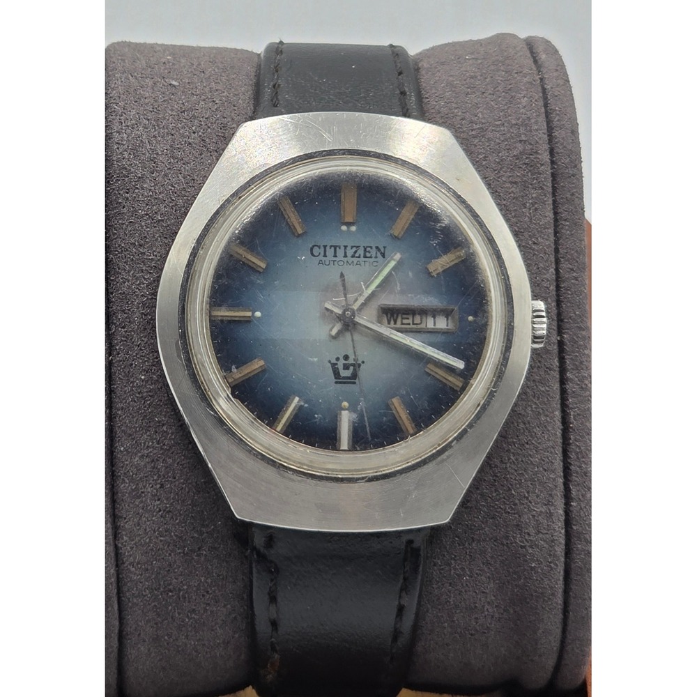 Vintage Citizen 61-8454 Automatic Blue Dial Day Date 17J Japan Men's Watch
